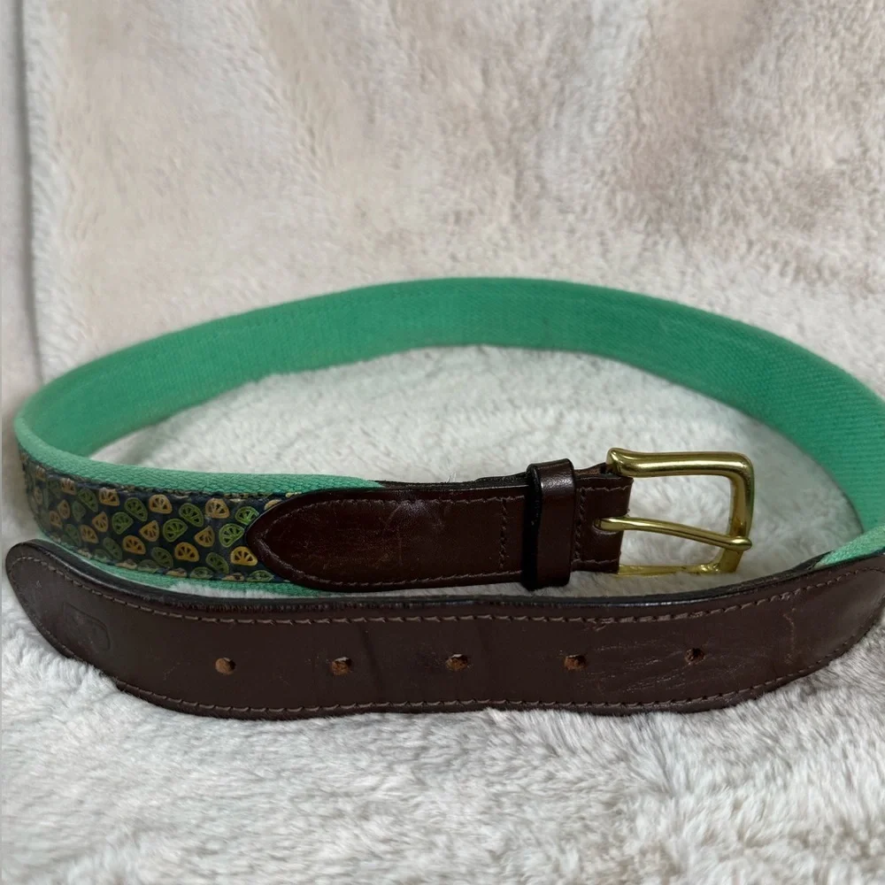 Vineyard Vines Vintage Canvas & Leather Lemons & Limes Mens Belt 39